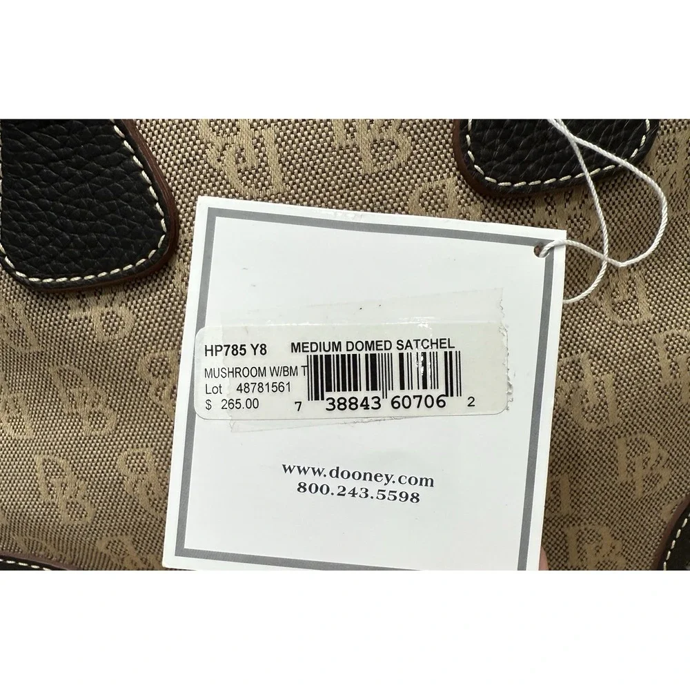 Dooney & Bourke HP785 Y8 Medium Domed Satchel Handbag Purse Mushroom New Tags